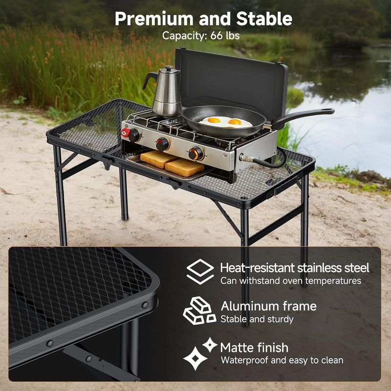 Folding Camping Table x15.7" Picnic 3 Adjust Height