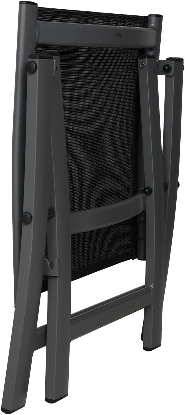 Folding Chair Aluminium Garden Chairs with Armrest Mesh (Set of 2)