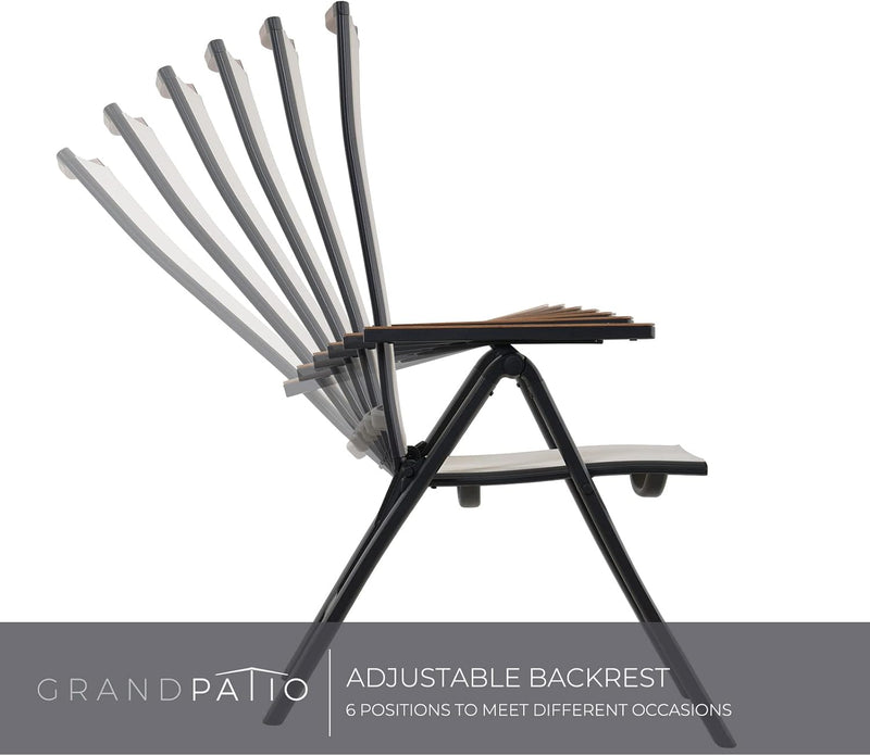 Folding Chair Aluminium Garden Chairs with Armrest Mesh (Set of 2)