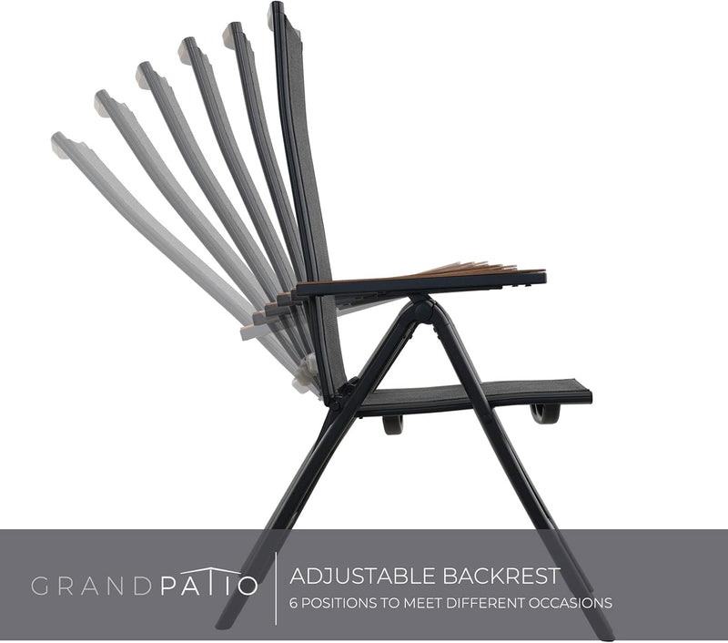 Folding Chair Aluminium Garden Chairs with Armrest Mesh (Set of 2)