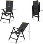Folding Chair Aluminium Garden Chairs with Armrest Mesh (Set of 2)