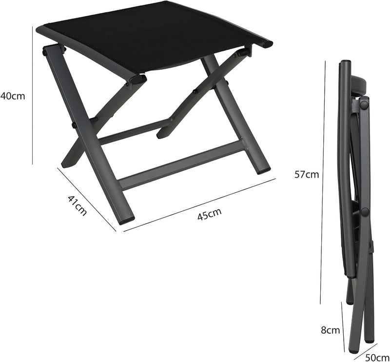 Folding Chair Aluminium Garden Chairs with Armrest Mesh (Set of 2)