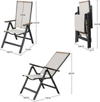 Folding Chair Aluminium Garden Chairs with Armrest Mesh (Set of 2)