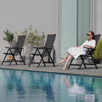 Folding Chair Aluminium Garden Chairs with Armrest Mesh (Set of 2)