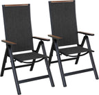 Folding Chair Aluminium Garden Chairs with Armrest Mesh (Set of 2)