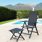 Folding Chair Aluminium Garden Chairs with Armrest Mesh (Set of 2)
