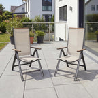 Folding Chair Aluminium Garden Chairs with Armrest Mesh (Set of 2)