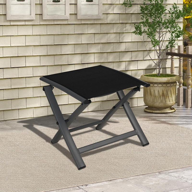Folding Chair Aluminium Garden Chairs with Armrest Mesh (Set of 2)