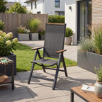 Folding Chair Aluminium Garden Chairs with Armrest Mesh (Set of 2)