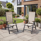 Folding Chair Aluminium Garden Chairs with Armrest Mesh (Set of 2)