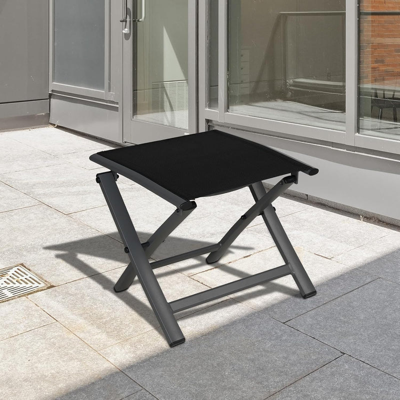 Folding Chair Aluminium Garden Chairs with Armrest Mesh (Set of 2)