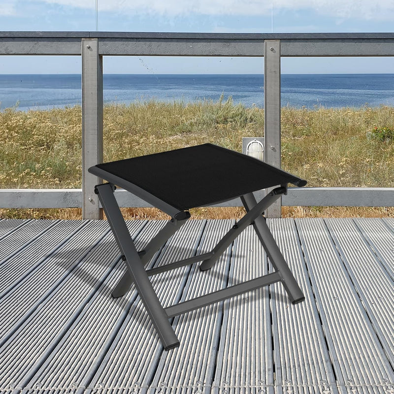 Folding Chair Aluminium Garden Chairs with Armrest Mesh (Set of 2)