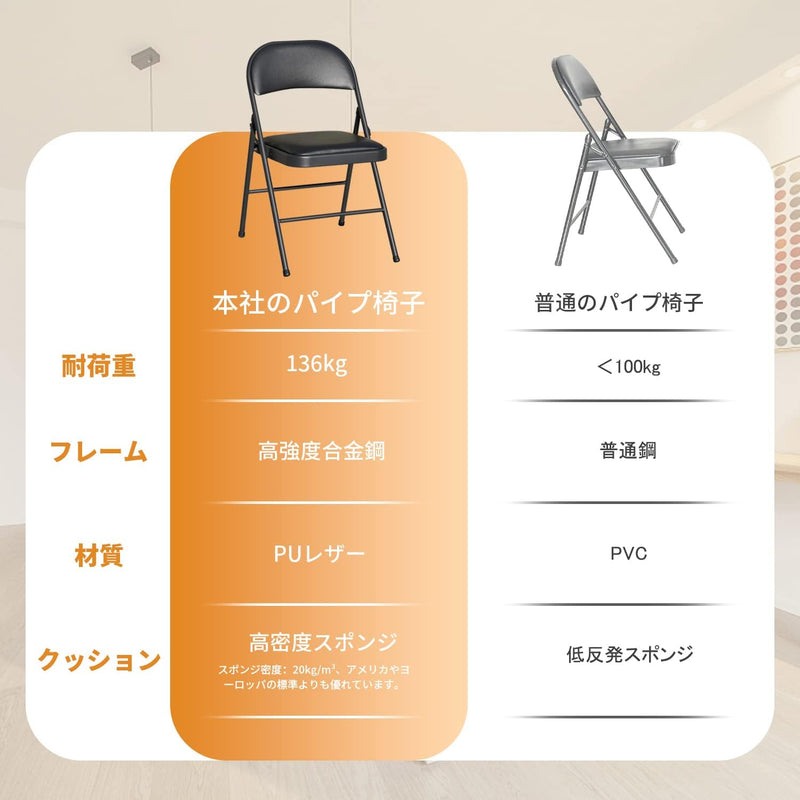 Folding Chair Foldable Faux Leather Fold Up Chairs (Set of 2)
