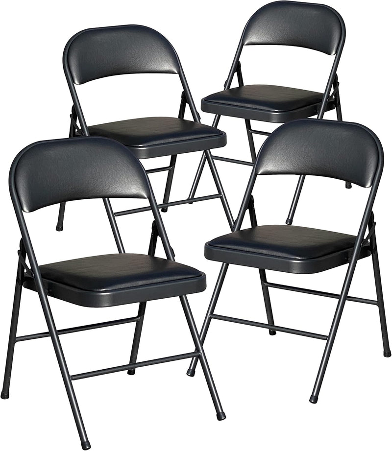 Folding Chair Foldable Faux Leather Fold Up Chairs (Set of 2)