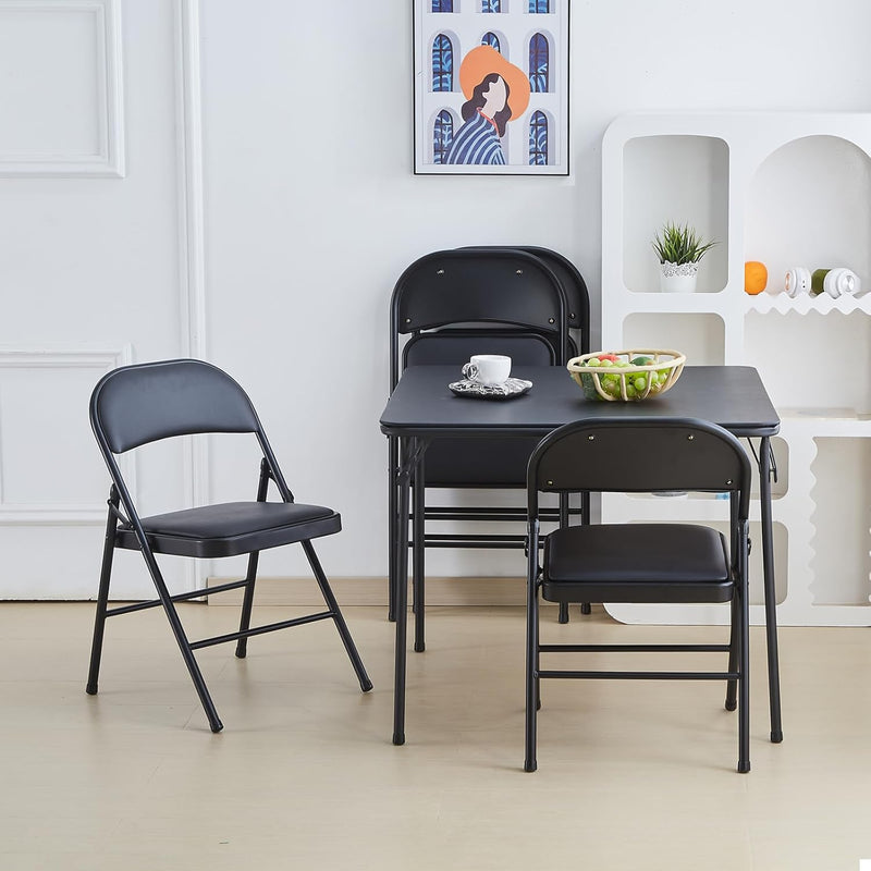 Folding Chair Foldable Faux Leather Fold Up Chairs (Set of 2)