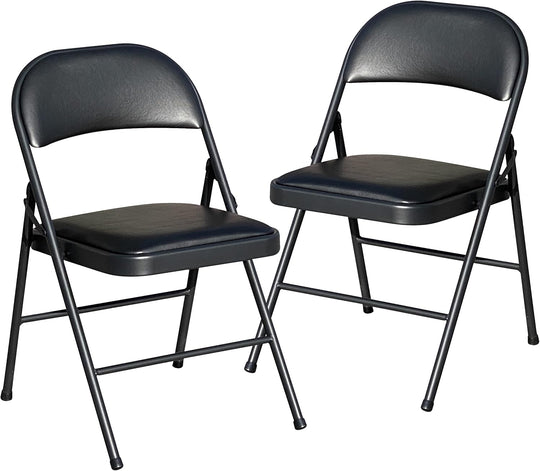 Folding Chair Foldable Faux Leather Fold Up Chairs (Set of 2)