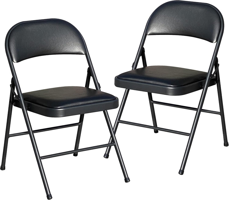 Folding Chair Foldable Faux Leather Fold Up Chairs (Set of 2)