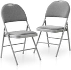 Folding Chairs Heavy Duty Metal with Padded Fabric (Set of 2)
