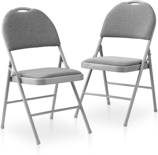 Padded Folding Chairs Fabric Foldable Chair with Cushion (2 Pack)