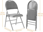Folding Chairs Heavy Duty Metal with Padded Fabric (Set of 2)