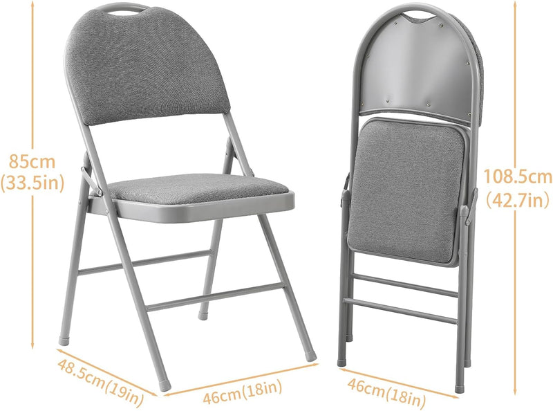 Folding Chairs Heavy Duty Metal with Padded Fabric (Set of 2)