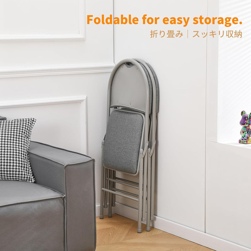 Folding Chairs Heavy Duty Metal with Padded Fabric (Set of 2)