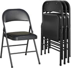 Folding Chairs Vinyl Foldable Portable (Set of 4)