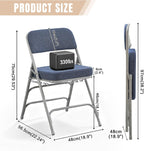 Folding Chairs with Thick Cushion Seat Steel Frame (2 Pack)