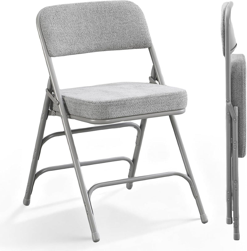 Folding Chairs with Thick Cushion Seat Steel Frame (2 Pack)