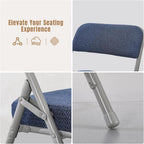 Folding Chairs with Thick Cushion Seat Steel Frame (2 Pack)