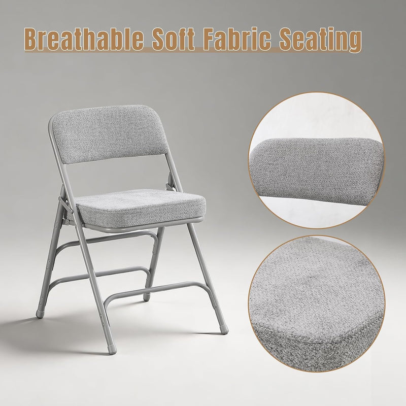 Folding Chairs with Thick Cushion Seat Steel Frame (2 Pack)