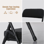 Folding Chairs with Thick Cushion Seat Steel Frame (2 Pack)
