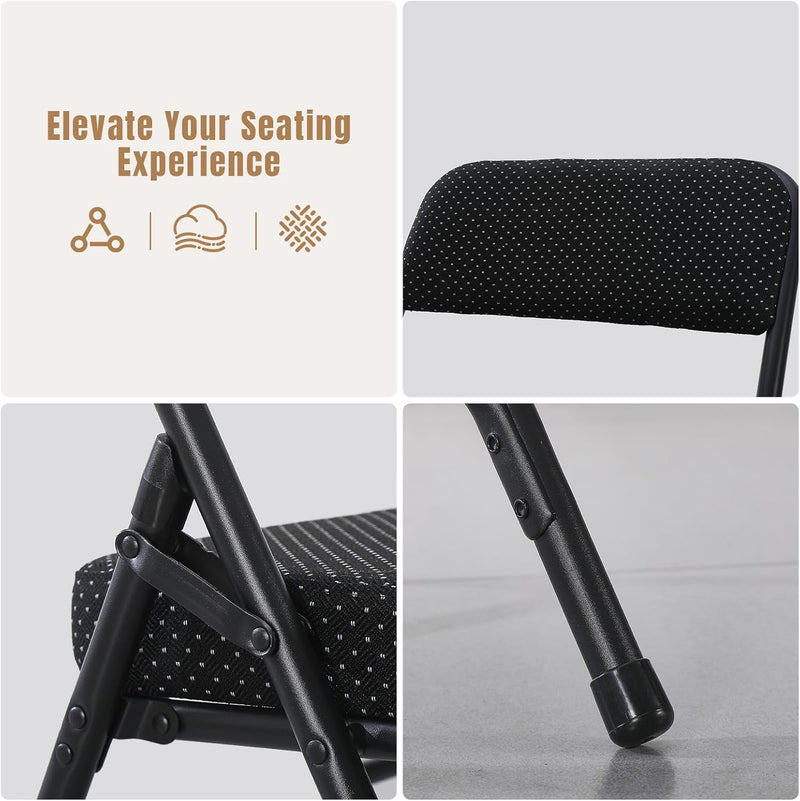 Folding Chairs with Thick Cushion Seat Steel Frame (2 Pack)