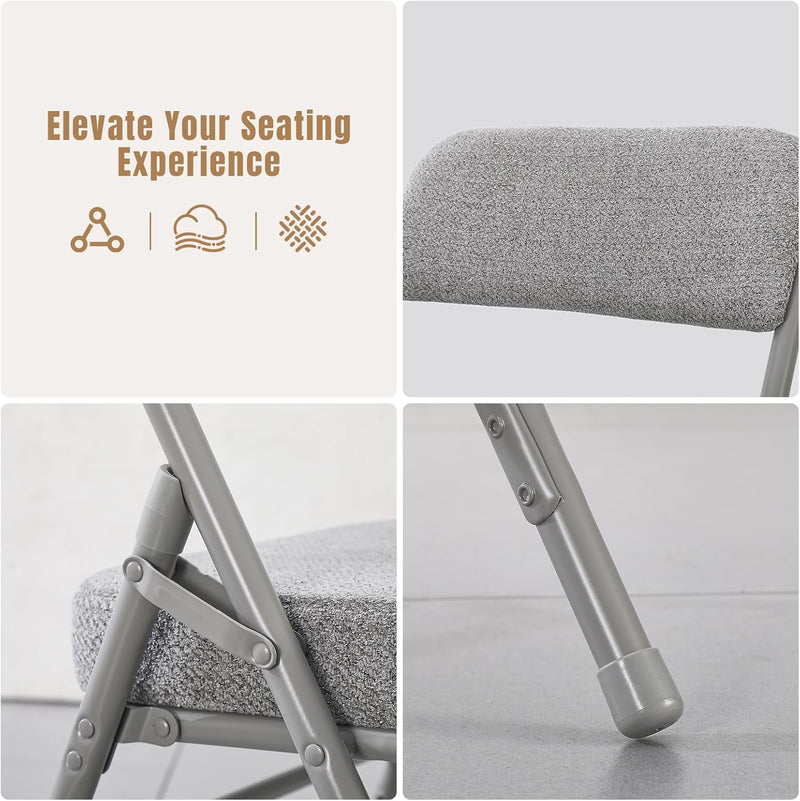 Folding Chairs with Thick Cushion Seat Steel Frame (2 Pack)