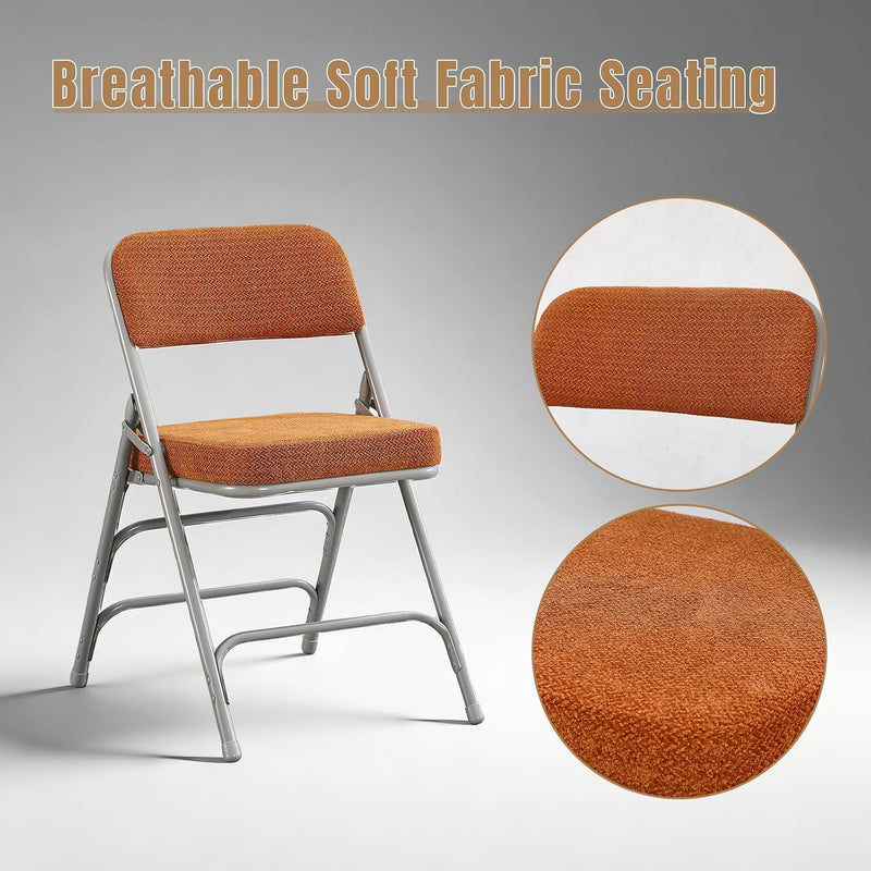Folding Chairs with Thick Cushion Seat Steel Frame (2 Pack)