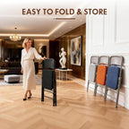 Folding Chairs with Thick Cushion Seat Steel Frame (2 Pack)