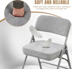 Folding Chairs with Thick Cushion Seat Steel Frame (2 Pack)