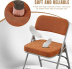 Folding Chairs with Thick Cushion Seat Steel Frame (2 Pack)