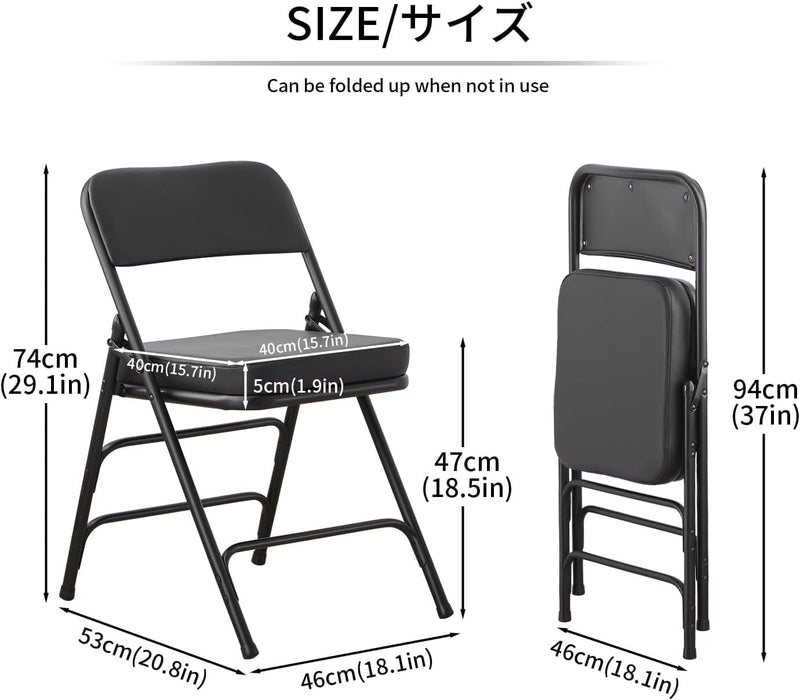 Folding Chairs with Ultra Thick Padded Seat Foldable Chair (2 Pack)