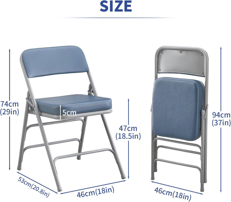 Folding Chairs with Ultra Thick Padded Seat Foldable Chair (2 Pack)