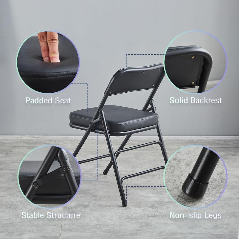 Folding Chairs with Ultra Thick Padded Seat Foldable Chair (2 Pack)