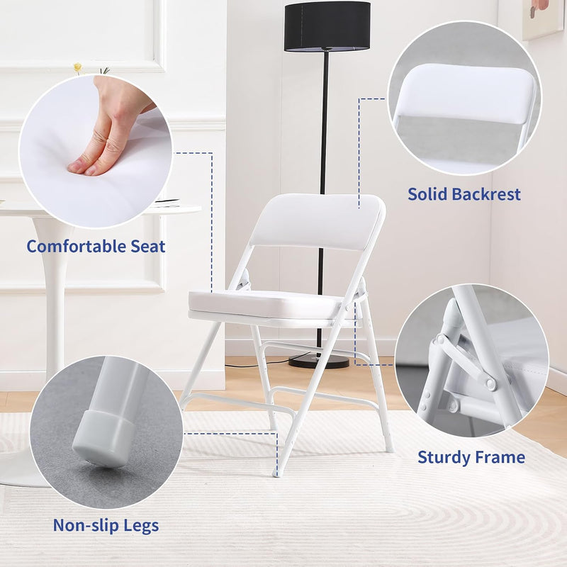 Folding Chairs with Ultra Thick Padded Seat Foldable Chair (2 Pack)