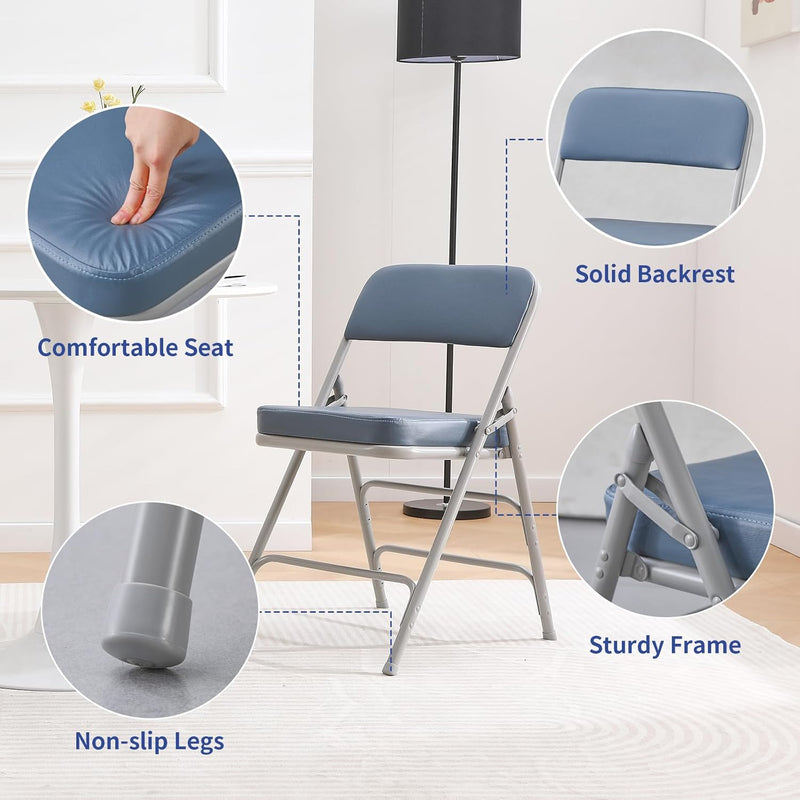 Folding Chairs with Ultra Thick Padded Seat Foldable Chair (2 Pack)