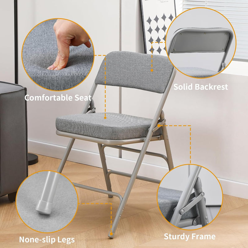 Folding Chairs with Ultra Thick Padded Seat Foldable Chair (2 Pack)