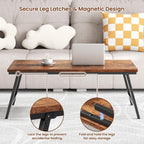 Folding Coffee Table Foldable Tea with Leg Latches