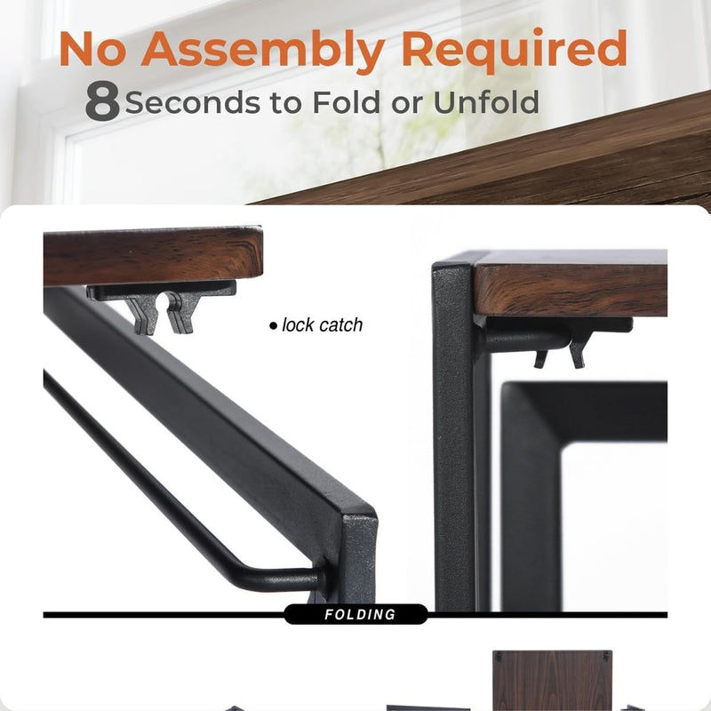 Folding Computer Desk 100x50CM No-Screw Assembly Home Office