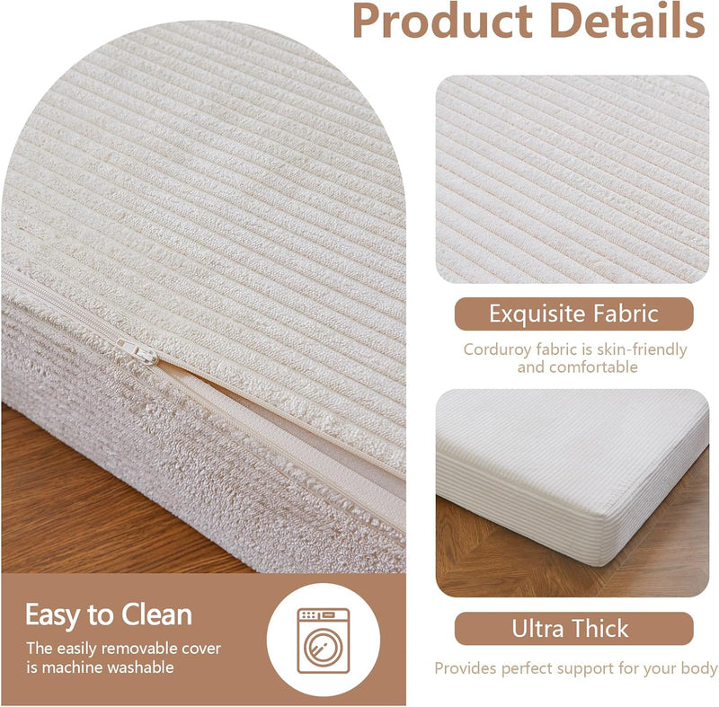 Folding Corduroy Mattress Tri Fold Floor Thick