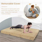 Folding Corduroy Mattress Tri Fold Floor Thick