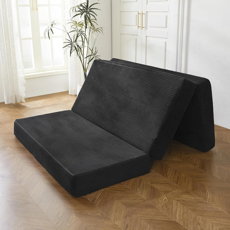 Folding Corduroy Mattress Tri Fold Floor Thick