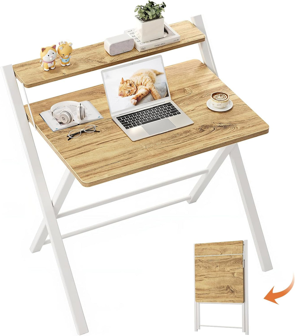 No Assembly Folding Desk Monitor Shelf